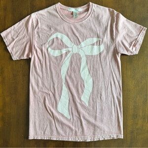 Altar'd State Dusty Pink Bow Graphic Tee